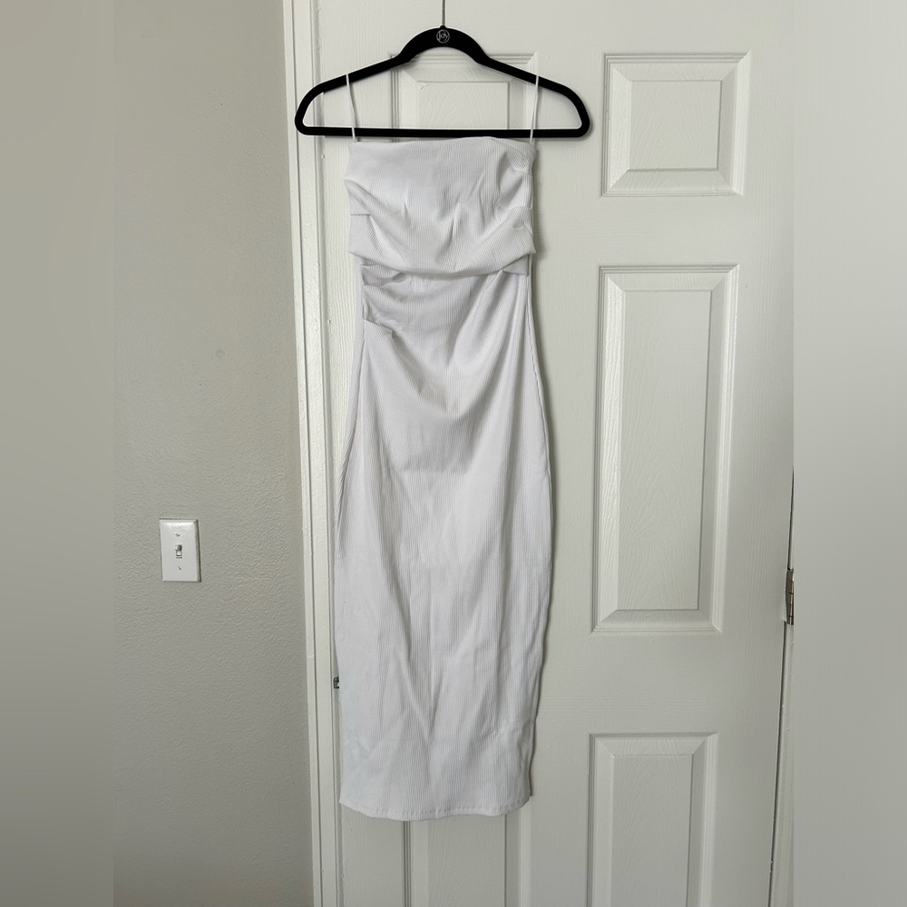 Zara Midi Ribbed Strapless Dress